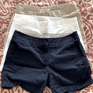 Three pairs of J.Crew Chino Shorts
